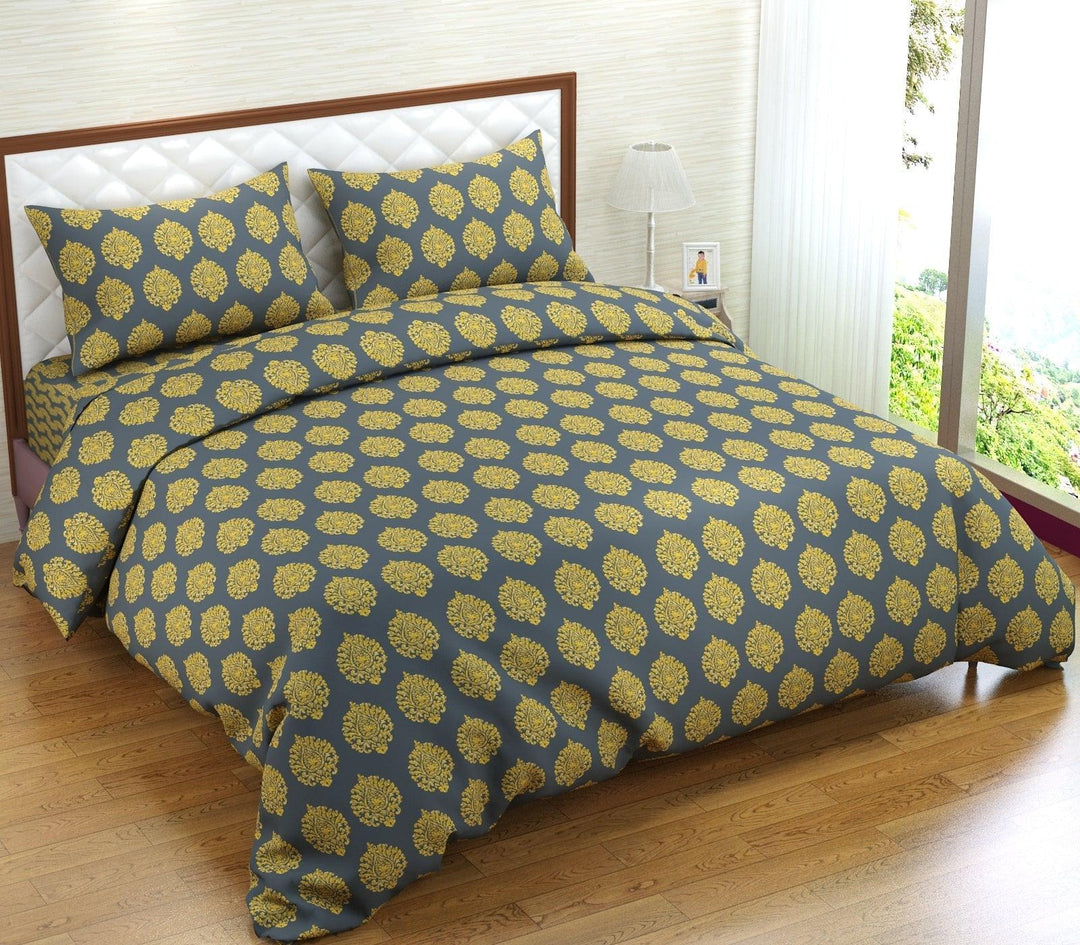 Cotton King Duvet Cover with 2 Pillow Covers (Dori & Damask 200 TC) - Trance Home Linen