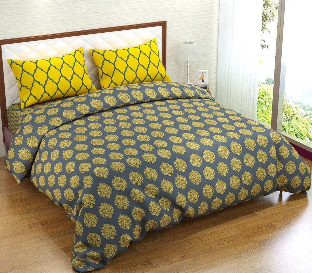 Cotton King Duvet Cover with 2 Pillow Covers (Dori & Damask 200 TC) - Trance Home Linen