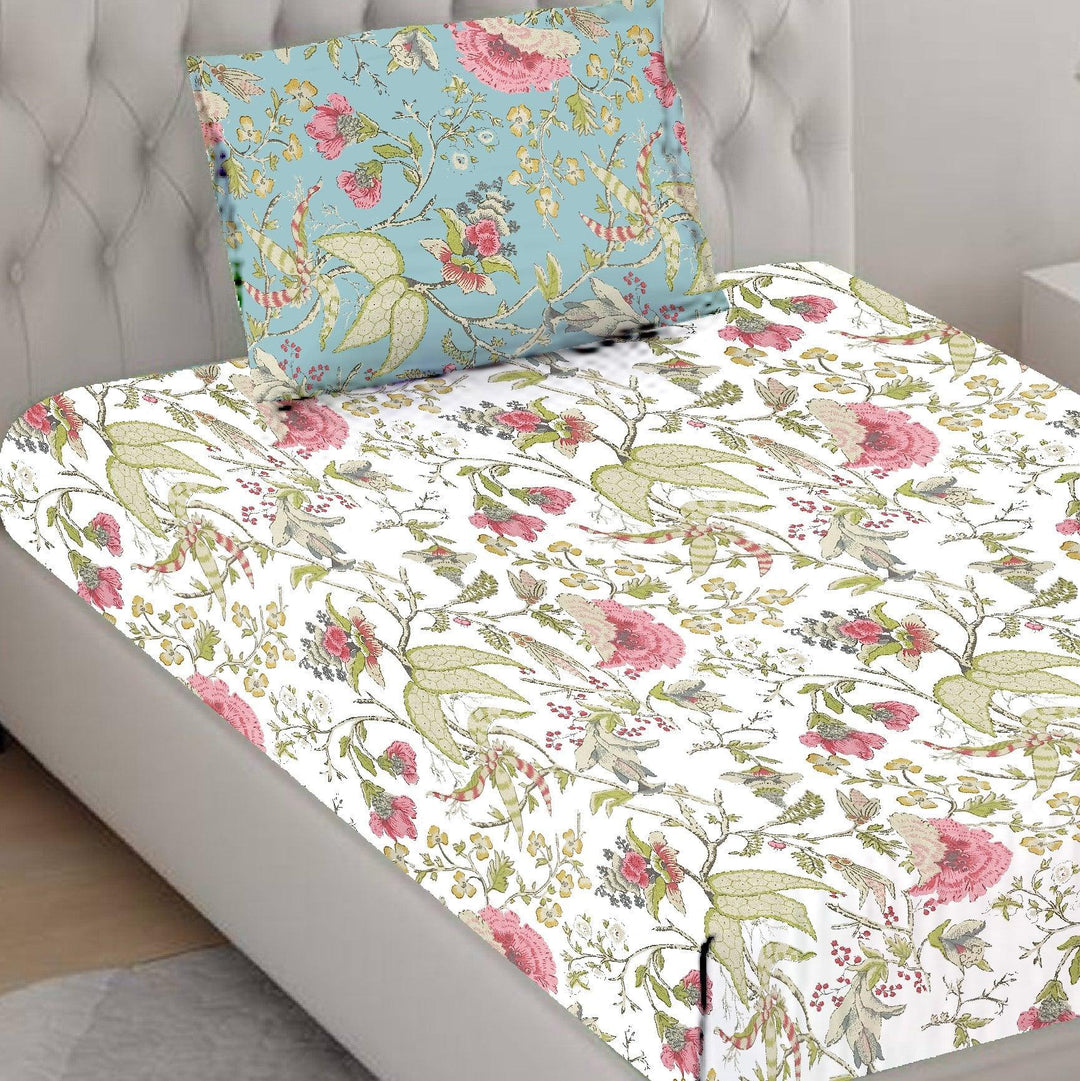 Cotton Printed Fitted Bedsheet with Pillow Covers (Calicut Collection 100% Cotton 180 TC) - Trance Home Linen