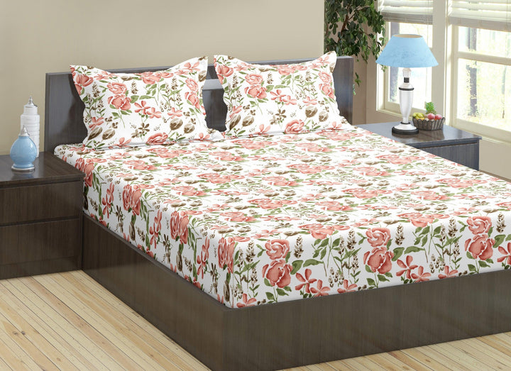 Cotton Printed Flat Bedsheet with 2 Pillow Covers (Huvu 100% Cotton & 180 TC) - Trance Home Linen