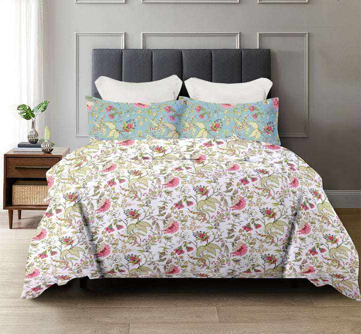 Cotton Queen Duvet Cover with 2 Pillow Covers (Calicut Collection & 180 TC) - Trance Home Linen