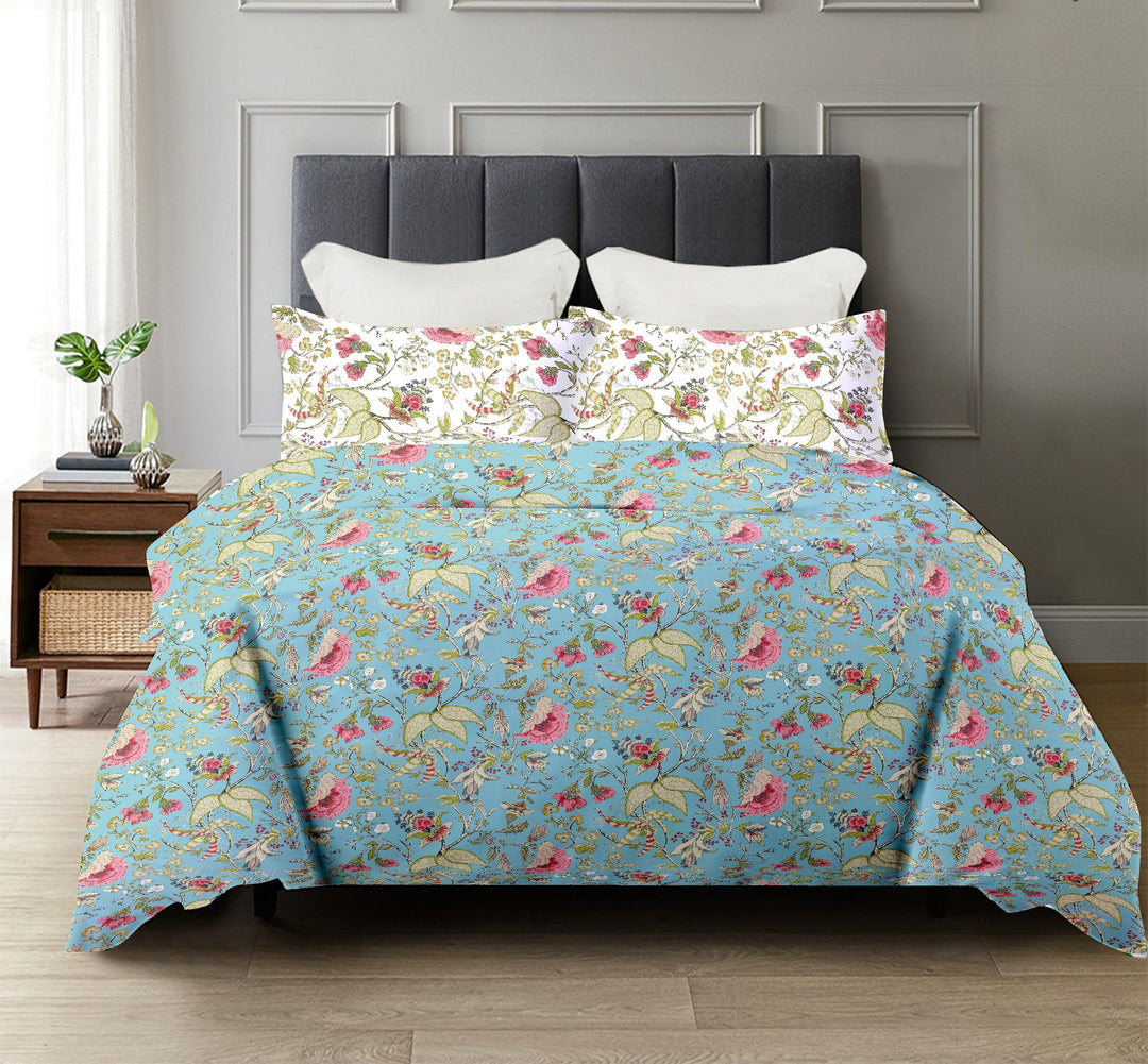 Cotton Queen Duvet Cover with 2 Pillow Covers (Calicut Collection & 180 TC) - Trance Home Linen