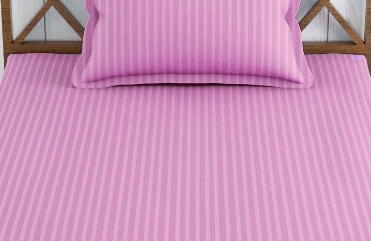 Cotton Single Bed Sizes Fitted Bedsheet with 1 Pillow Cover(100% Cotton & 200 TC) - Trance Home Linen