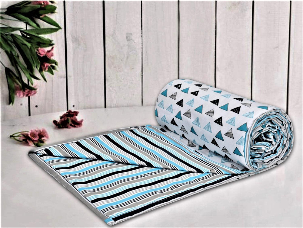 Cotton Single Dohar (TRIANGLES Blue Black) - Trance Home Linen