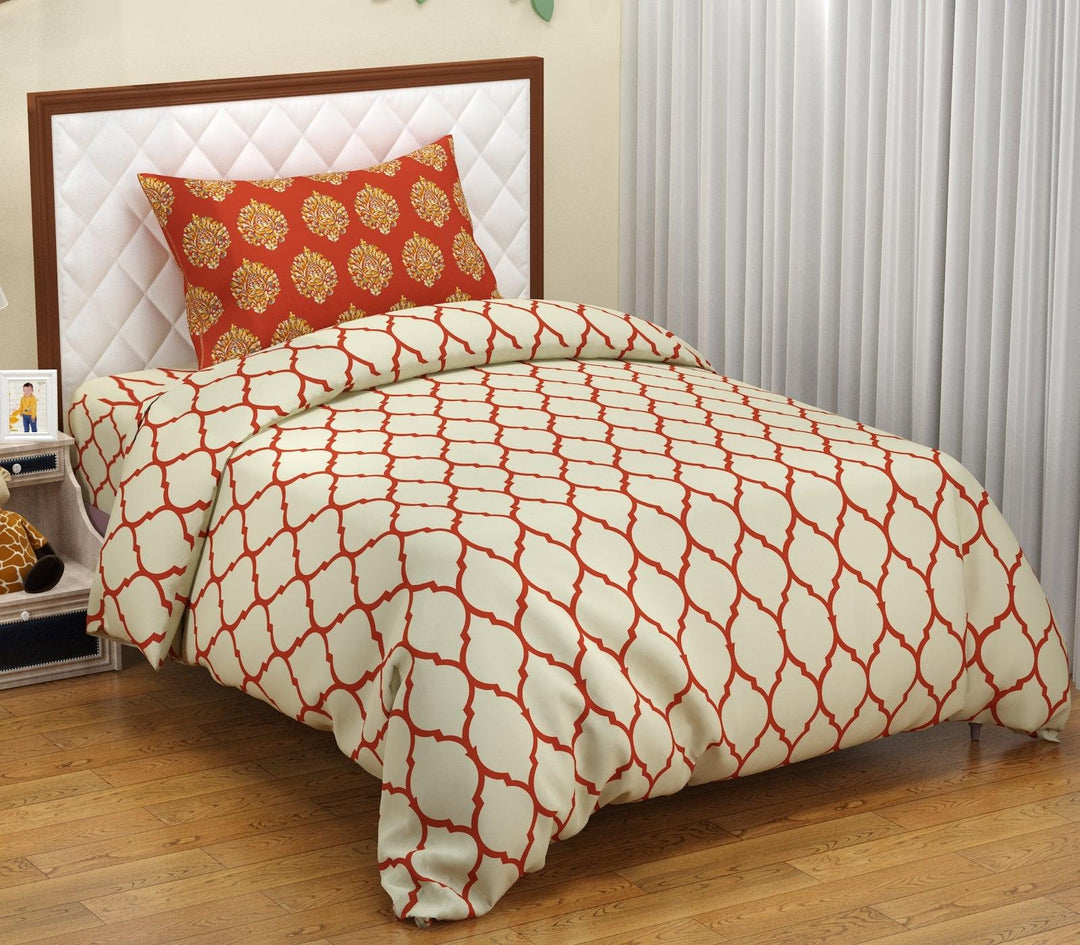 Cotton Single Duvet Cover with Pillow Cover (Dori Damask 200