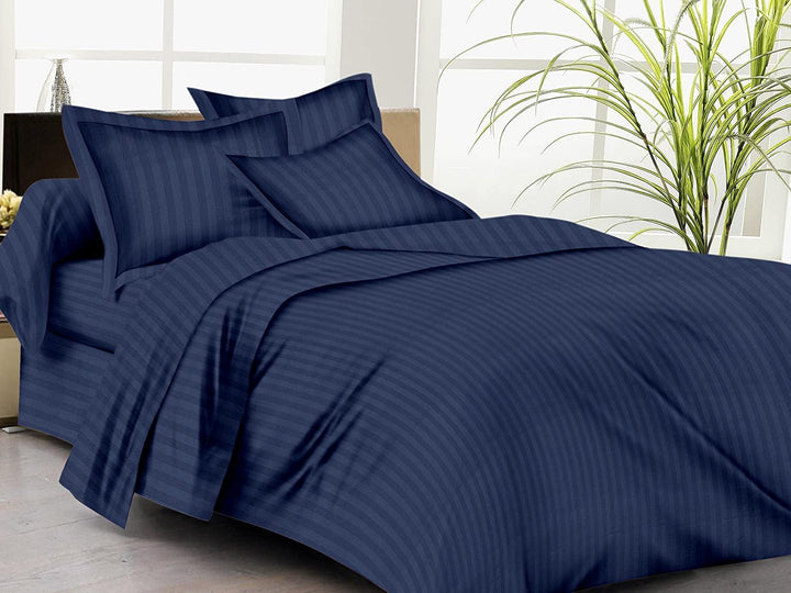 Cotton Striped Duvet Cover with Pillow Cover (300 TC) - Trance Home Linen