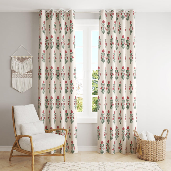 Duck Cotton Jaipuri Printed Curtains (Pack of 2 & 100% Cotton) - Trance Home Linen