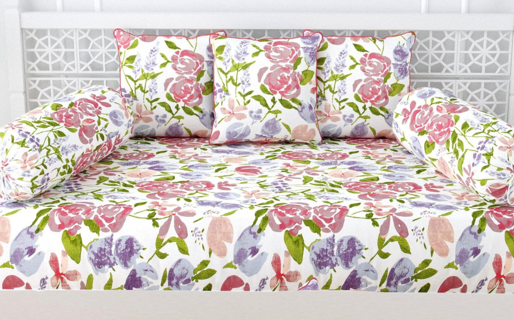 Duck Cotton Printed Diwan Set (Set of 6 & 100% Cotton) - Trance Home Linen