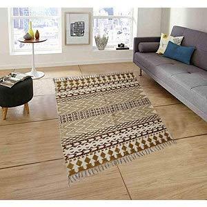 Trance Home Linen Cotton Printed Dhurrie Rugs for Living Room | Floor Mat for Bedroom Kitchen