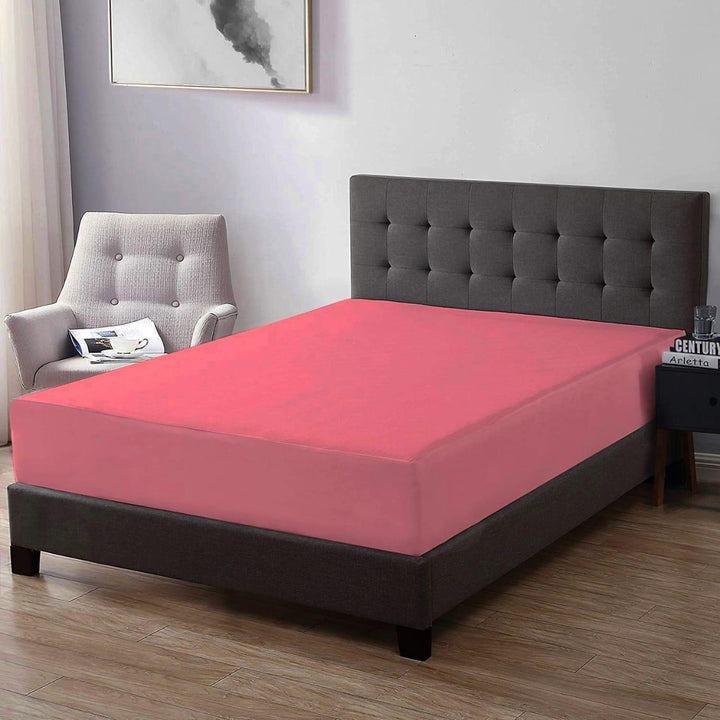 Premium Cotton Terry Elasticated Fitted Style Waterproof Mattress Protector (Coral) - Trance Home Linen